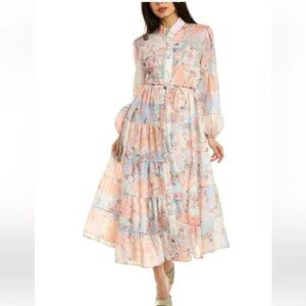 Beaulah style Floral Pastel Long Sleeve Maxi Dress - Picture 2 of 6
